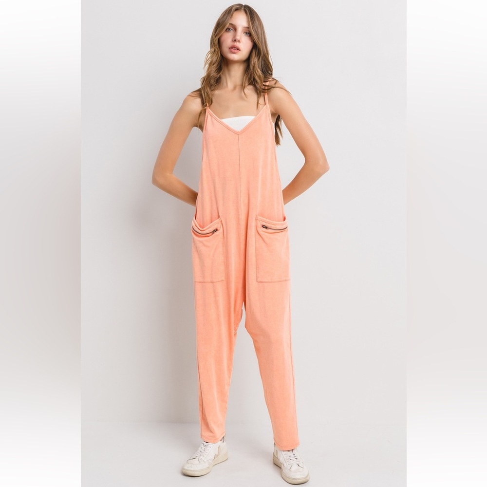27 Mineral Washed French Terry Harem Jumpsuit